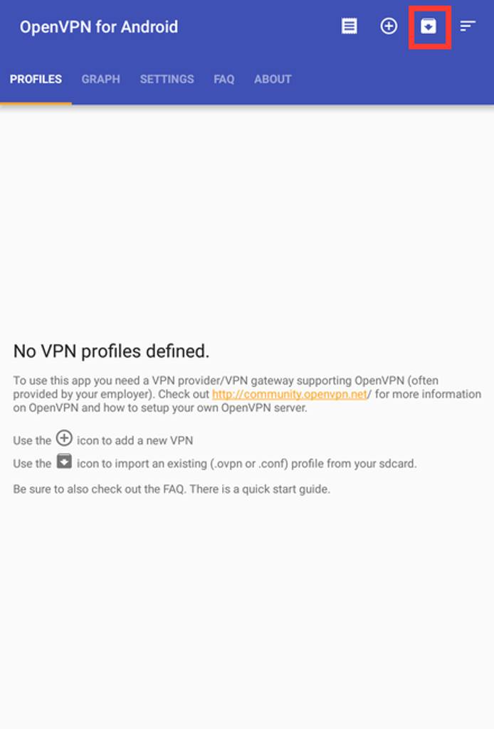 OpenVPN for Android import profile OpenVPN for Android import profile