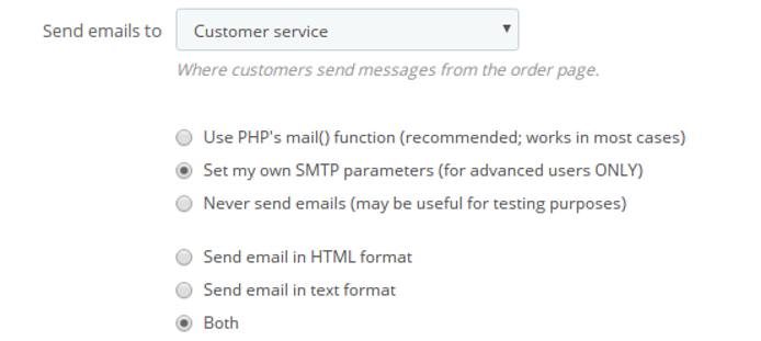 PrestaShop email settings PrestaShop email settings