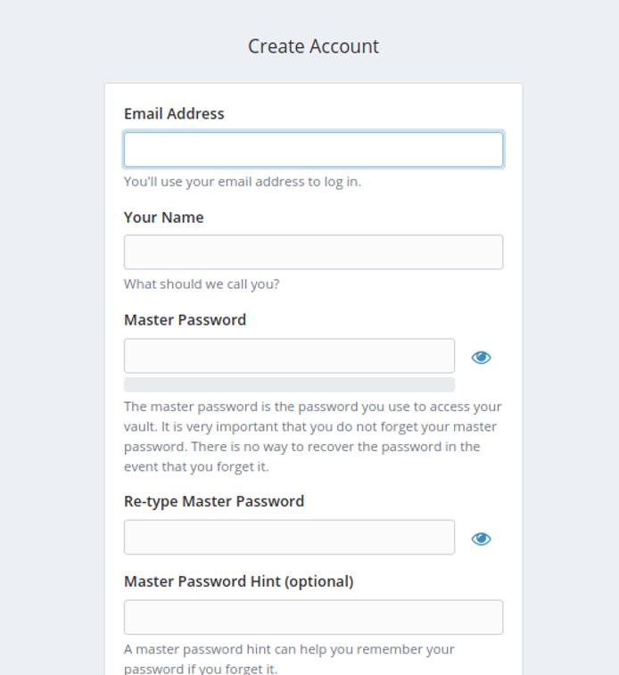 Bitwarden Account Creation
