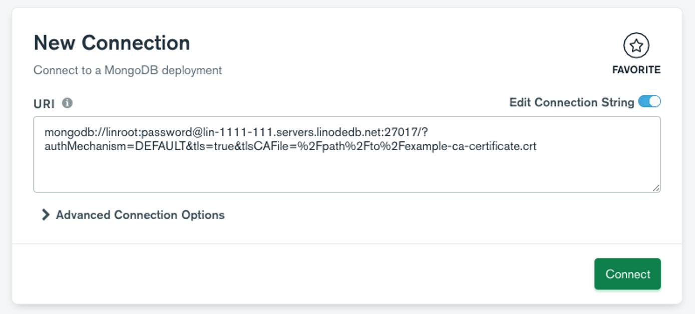 The New Connection window in MongoDB Compass